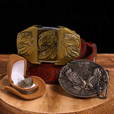 Eagle Theme DIY Hidden Knife Belt Buckle Lighter Ring Bundle Set