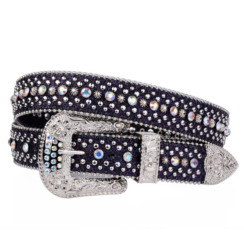 Women's Hip Hop Punk Rhinestone Leather Belt