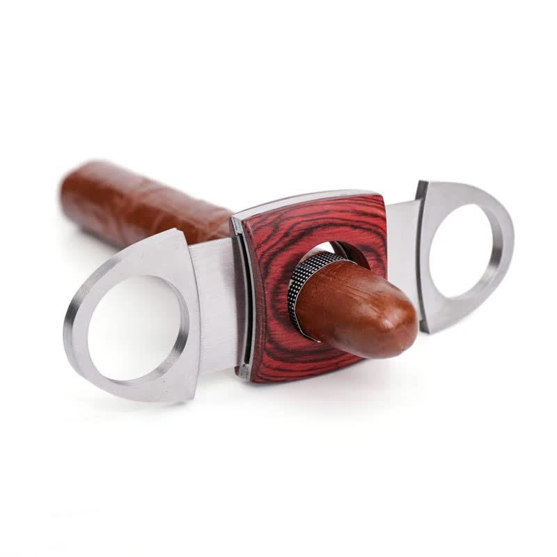 Red Wooden Double Guillotine Cigar Cutter