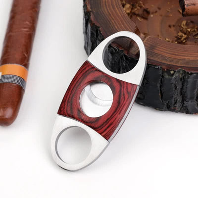 Red Wooden Double Guillotine Cigar Cutter