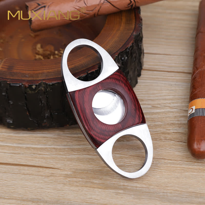 Red Wooden Double Guillotine Cigar Cutter