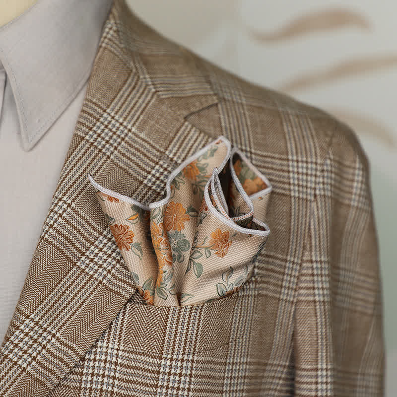 Men's Artsy Floral Leave Pattern Pocket Square