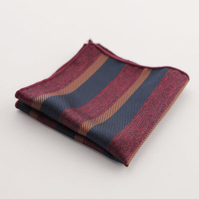 Men's Burgundy Series Striped Geometrical Pattern Pocket Square