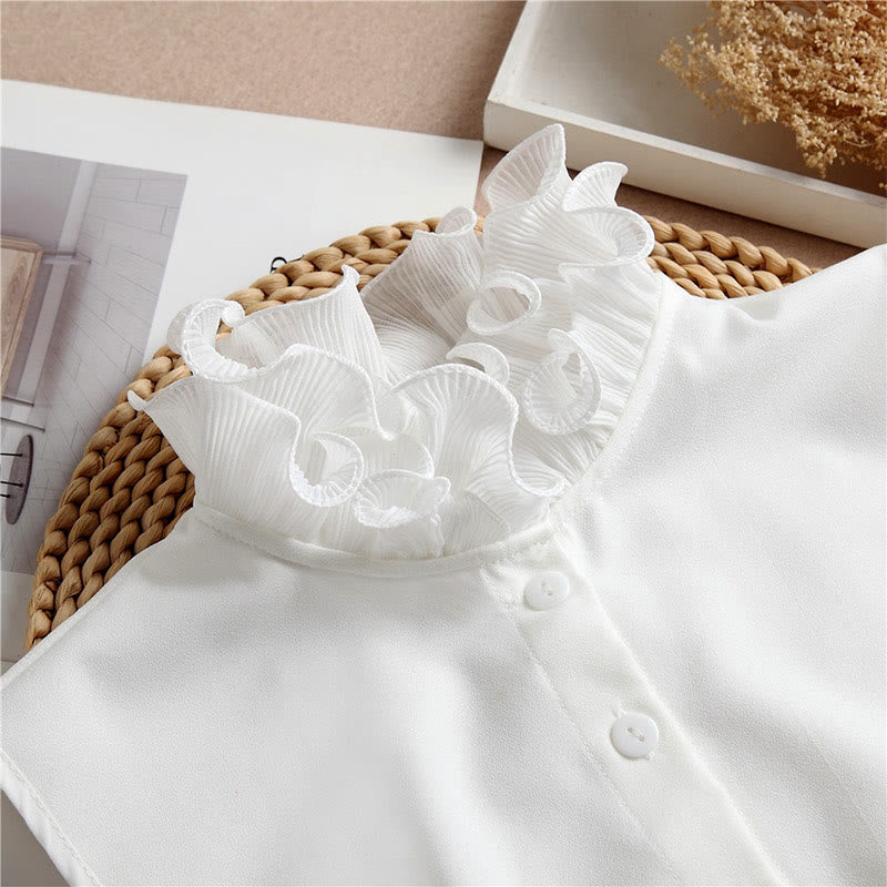 Detachable Lapel Shirt Ruffled Stand Fake Collar With Sleeve