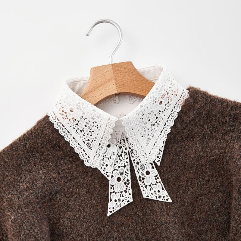 Detachable Half Shirt Blouse Floral Lace False Collar