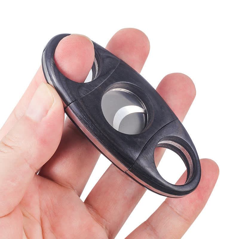 Black Ebony Wooden Double Guillotine Cigar Cutter