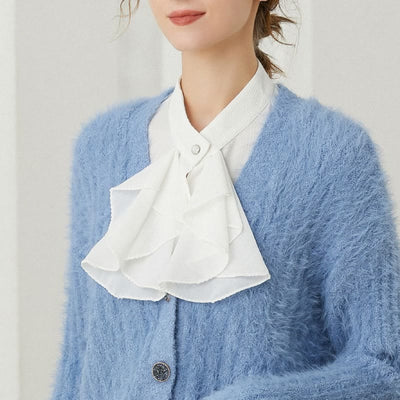 Ruffled Bowknot Fake Collar Detachable Half Shirt Accessory