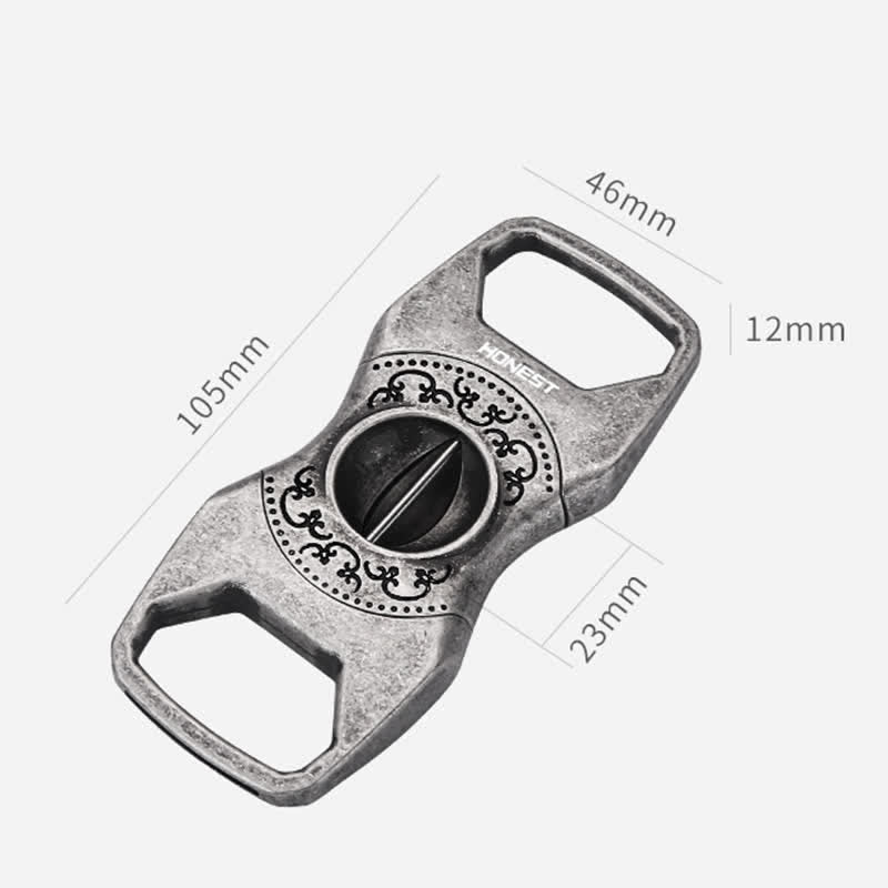 Retro Antique Silver 23MM V-Cut Premium Guillotine Cigar Cutter