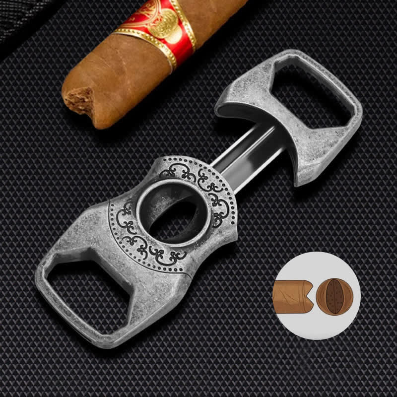 Retro Antique Silver 23MM V-Cut Premium Guillotine Cigar Cutter