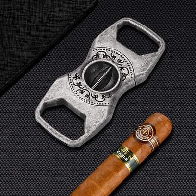 Retro Antique Silver 23MM V-Cut Premium Guillotine Cigar Cutter