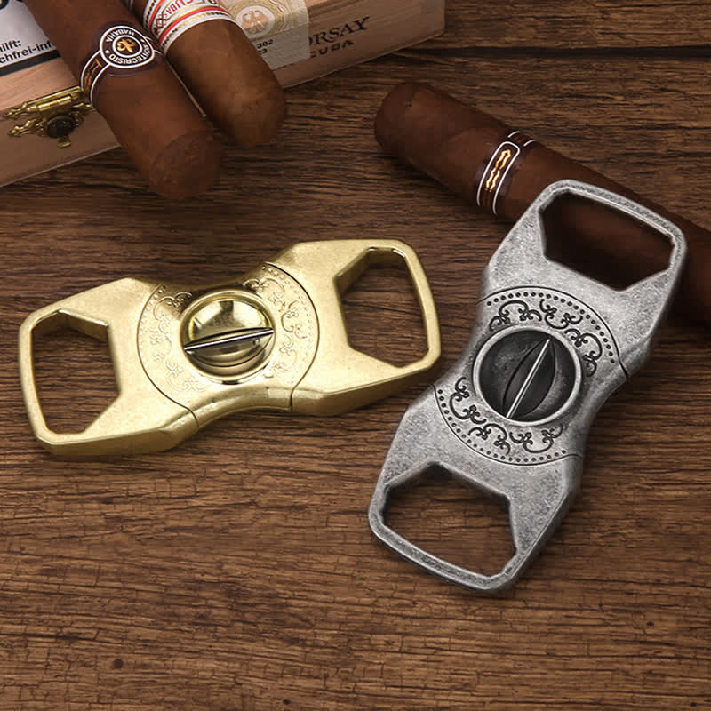 Retro Antique Silver 23MM V-Cut Premium Guillotine Cigar Cutter