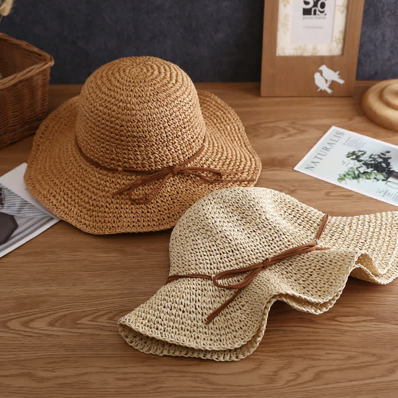 Women's Elegant Wide Brim Summer Foldable Straw Hat