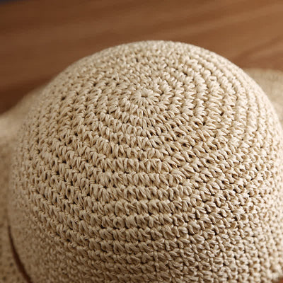 Women's Elegant Wide Brim Summer Foldable Straw Hat