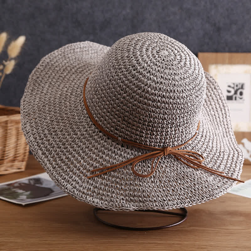 Women's Elegant Wide Brim Summer Foldable Straw Hat