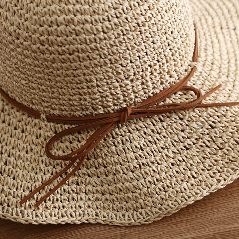 Women's Elegant Wide Brim Summer Foldable Straw Hat