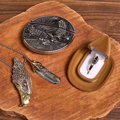 Bald Eagle Pendant DIY Hidden Knife Belt Buckle Ring Bundle Set