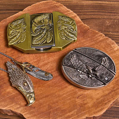 Eagle DIY Hidden Knife Belt Buckle Lighter Eagle Hidden Pendant Bundle Set