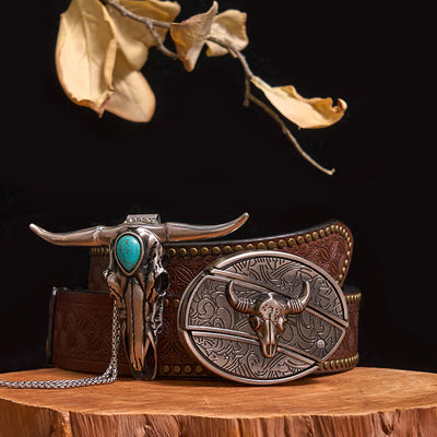 Practical DIY Hidden Knife Buckle Turquoise Longhorn Bull Pendant Bundle Set (Pre-Sale)