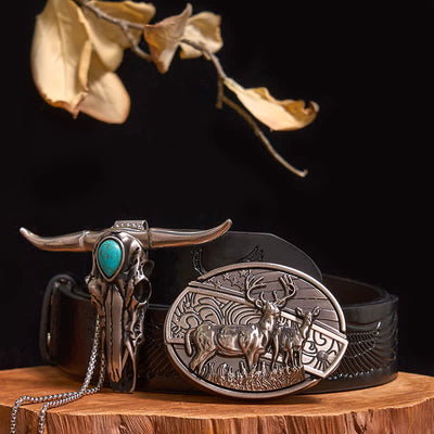 Practical DIY Hidden Knife Buckle Turquoise Longhorn Bull Pendant Bundle Set (Pre-Sale)