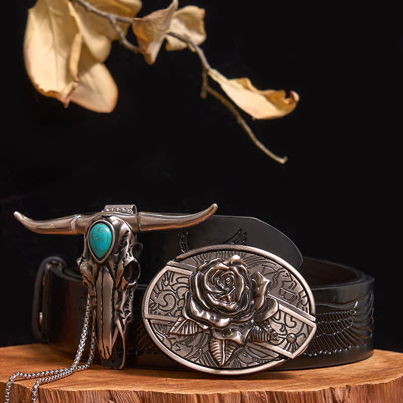 Practical DIY Hidden Knife Buckle Turquoise Longhorn Bull Pendant Bundle Set (Pre-Sale)