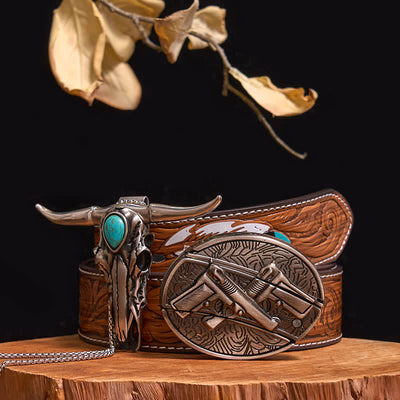 Practical DIY Hidden Knife Buckle Turquoise Longhorn Bull Pendant Bundle Set (Pre-Sale)