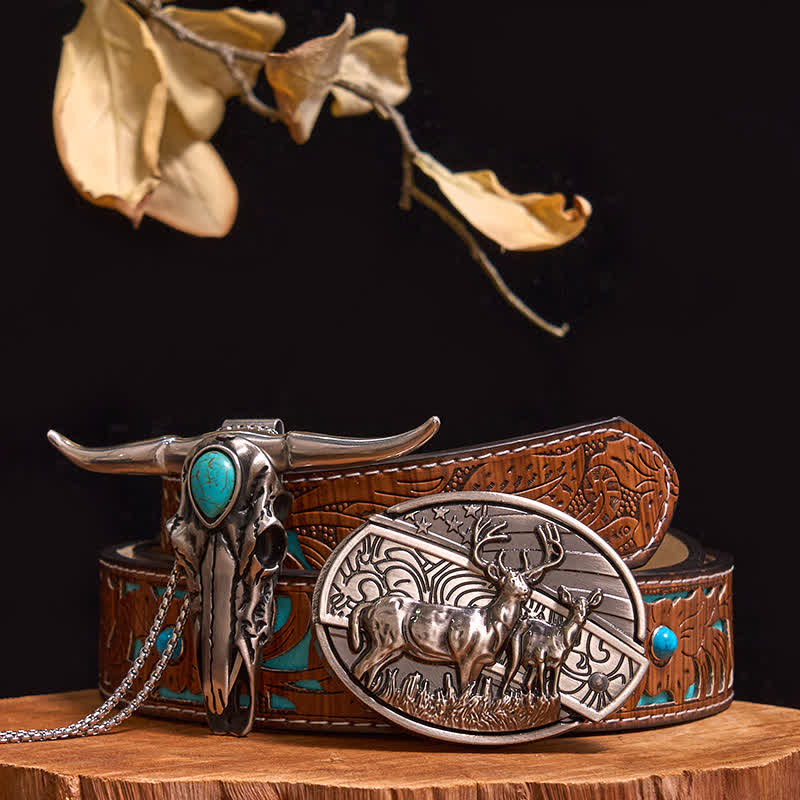 Practical DIY Hidden Knife Buckle Turquoise Longhorn Bull Pendant Bundle Set (Pre-Sale)