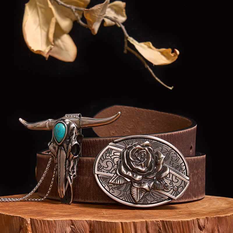 Practical DIY Hidden Knife Buckle Turquoise Longhorn Bull Pendant Bundle Set (Pre-Sale)