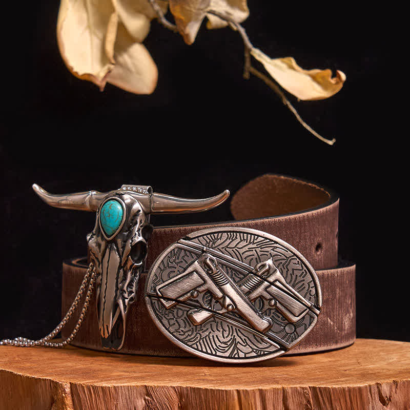 Practical DIY Hidden Knife Buckle Turquoise Longhorn Bull Pendant Bundle Set (Pre-Sale)