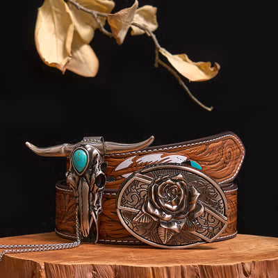 Practical DIY Hidden Knife Buckle Turquoise Longhorn Bull Pendant Bundle Set (Pre-Sale)