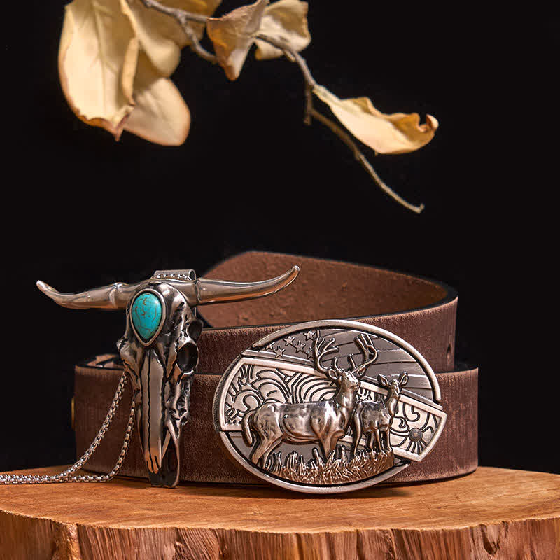 Practical DIY Hidden Knife Buckle Turquoise Longhorn Bull Pendant Bundle Set (Pre-Sale)