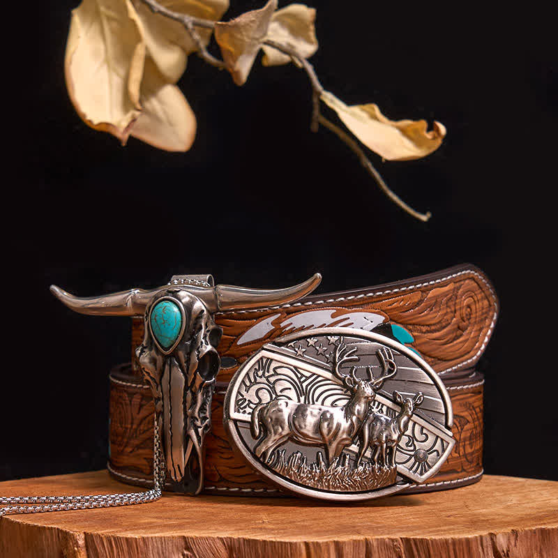 Practical DIY Hidden Knife Buckle Turquoise Longhorn Bull Pendant Bundle Set (Pre-Sale)