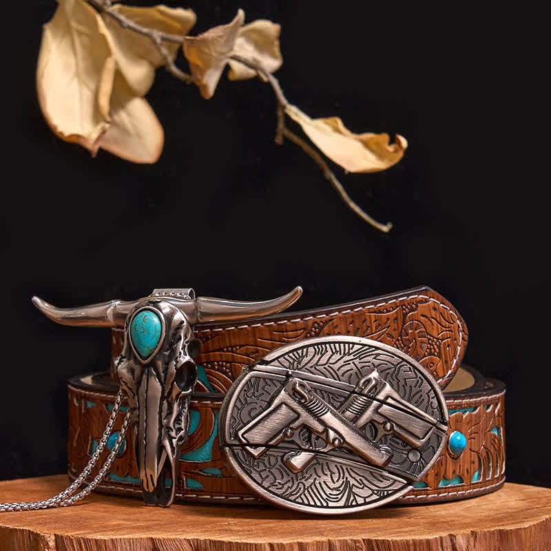 Practical DIY Hidden Knife Buckle Turquoise Longhorn Bull Pendant Bundle Set (Pre-Sale)