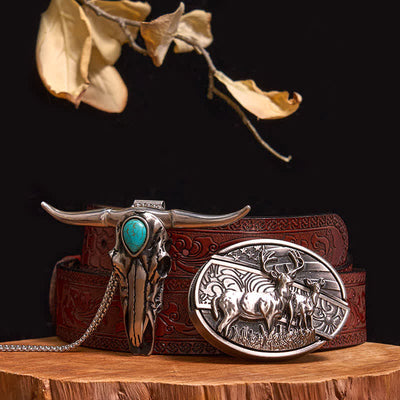 Practical DIY Hidden Knife Buckle Turquoise Longhorn Bull Pendant Bundle Set (Pre-Sale)