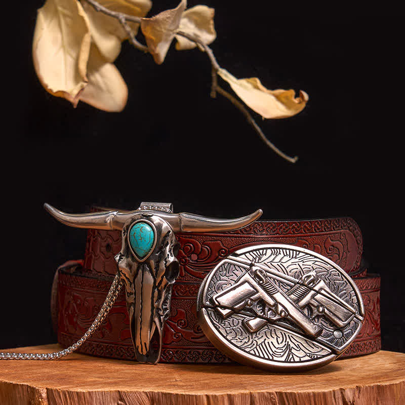 Practical DIY Hidden Knife Buckle Turquoise Longhorn Bull Pendant Bundle Set (Pre-Sale)