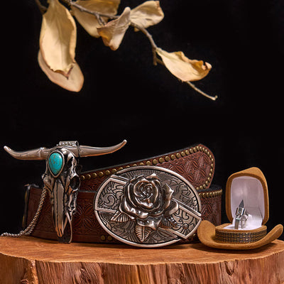 DIY Hidden Knife Belt Buckle Turquoise Bull Pendant Knife Ring Bundle Set (Pre-Sale)