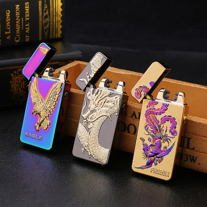 Dragon Double Arc Flameless Usb Rechargeable Electronic Lighter