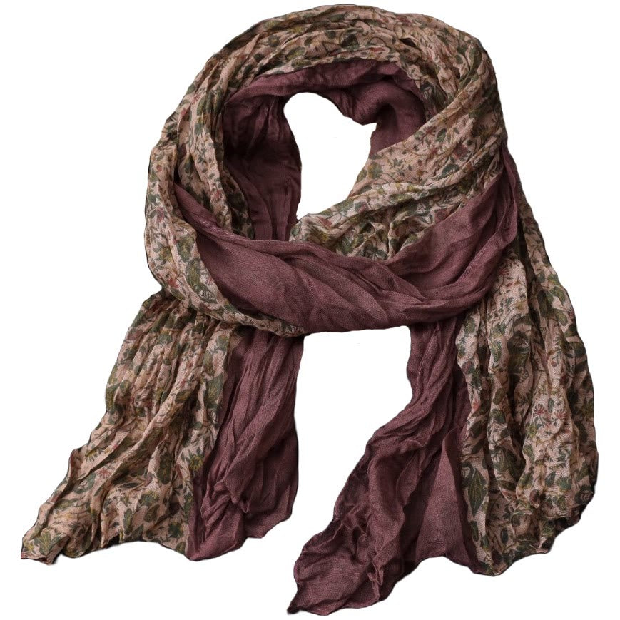 Spring Floral Contrast Color Cotton And Linen Thin Scarf