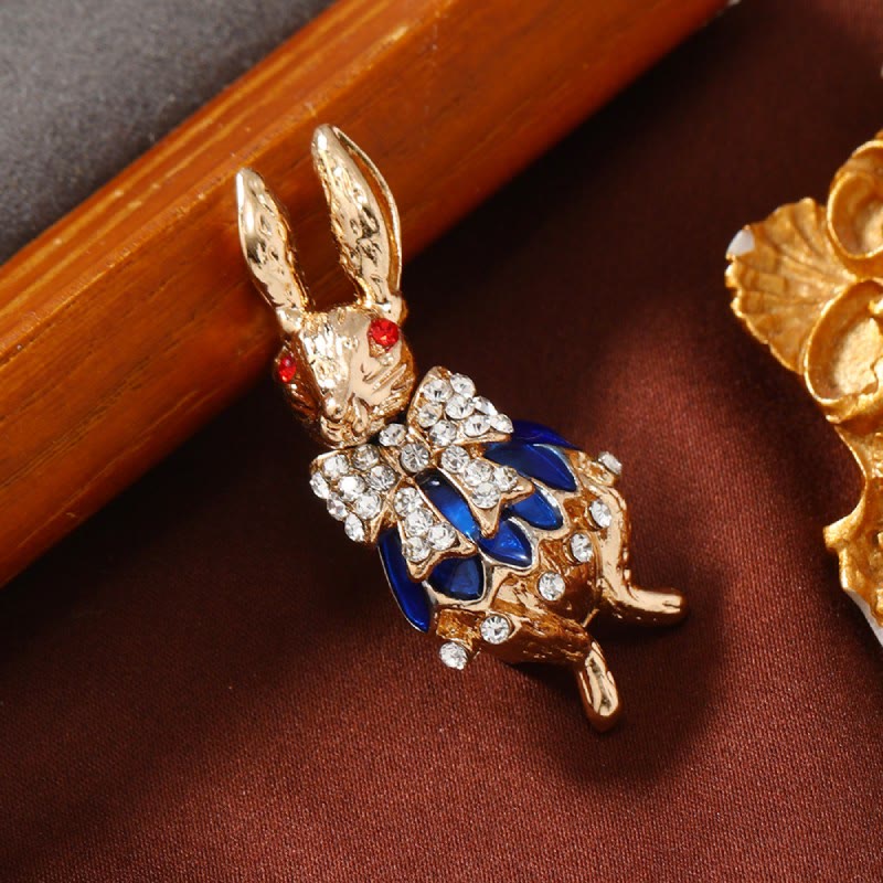 Cute Glaze Rhinestone Rabbit Brooch Shirt Accessories