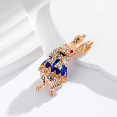 Cute Glaze Rhinestone Rabbit Brooch Shirt Accessories