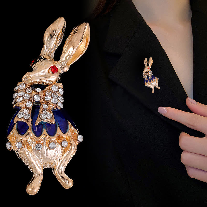 Cute Glaze Rhinestone Rabbit Brooch Shirt Accessories