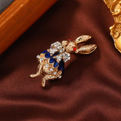 Cute Glaze Rhinestone Rabbit Brooch Shirt Accessories