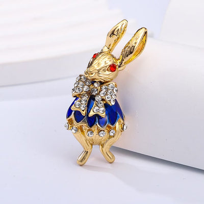 Cute Glaze Rhinestone Rabbit Brooch Shirt Accessories