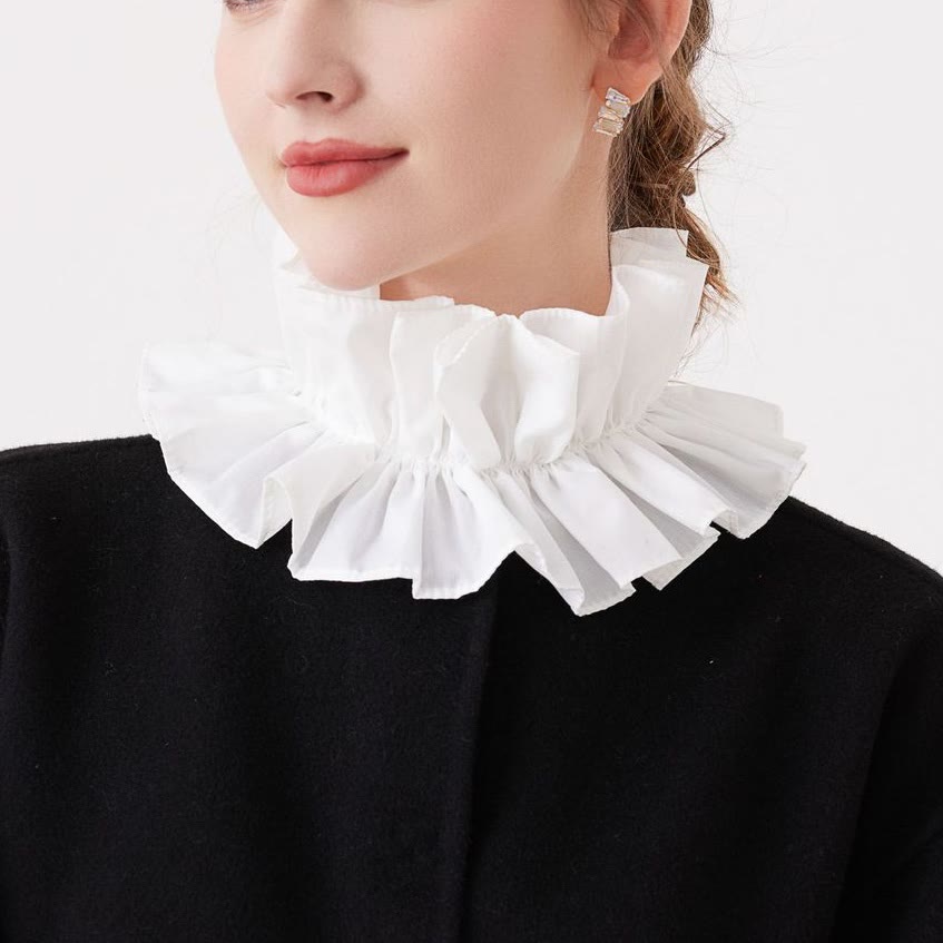 Pleated Court Ruff Collar Detachable False Collar Shirt