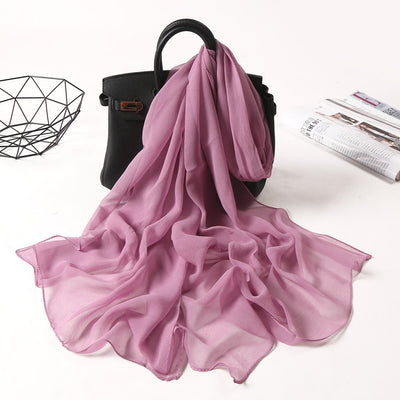 Summer Solid Color Sunscreen Thin Chiffon Scarf