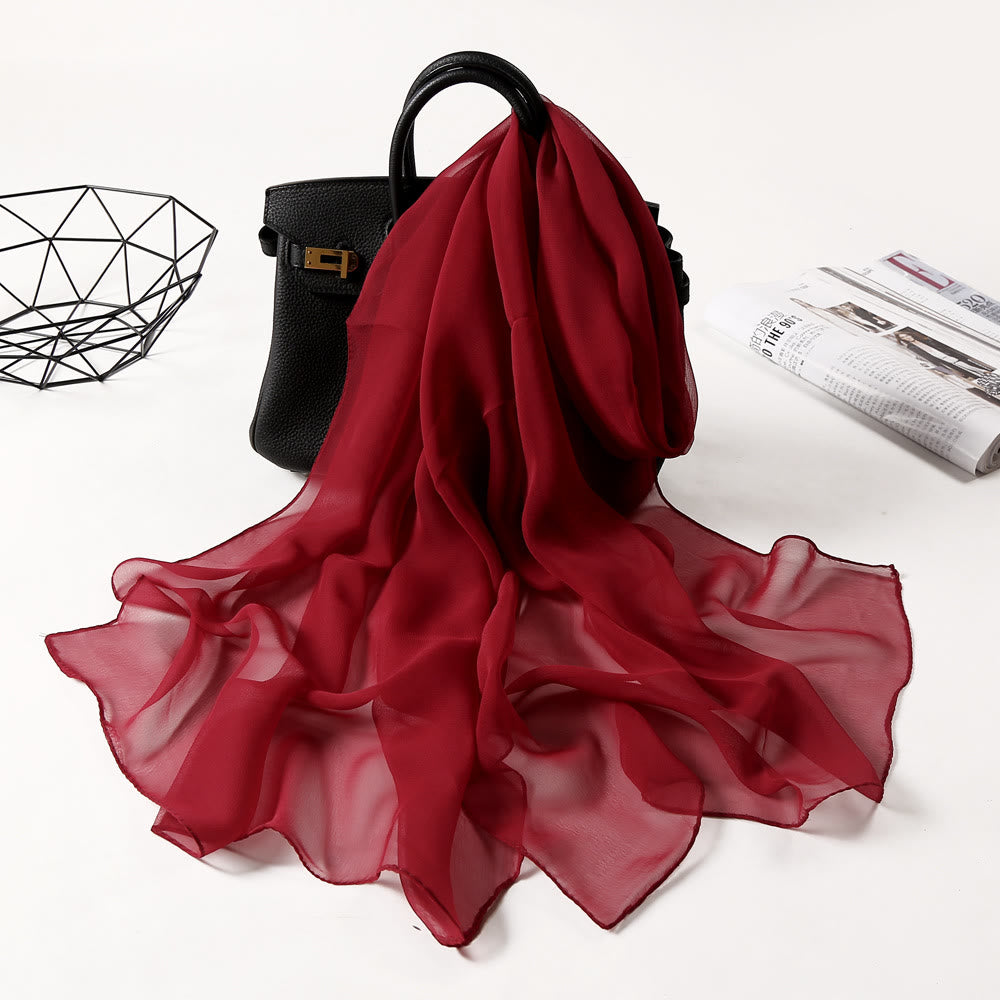 Summer Solid Color Sunscreen Thin Chiffon Scarf