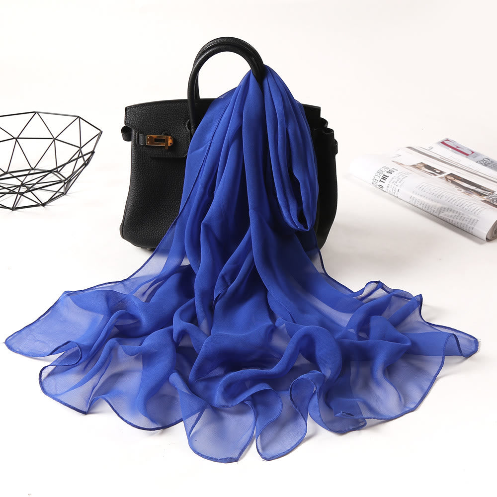 Summer Solid Color Sunscreen Thin Chiffon Scarf