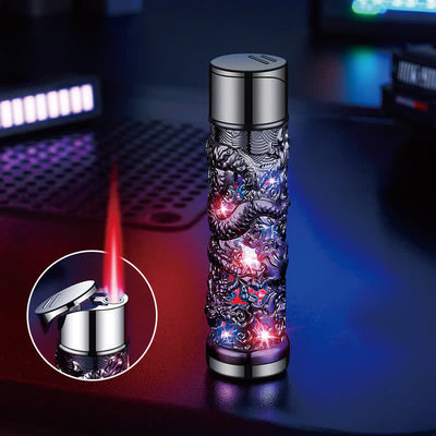 Dragon Creative LED Flash Cylindrical Refillable Butane Lighter