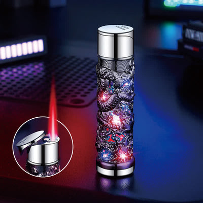 Dragon Creative LED Flash Cylindrical Refillable Butane Lighter