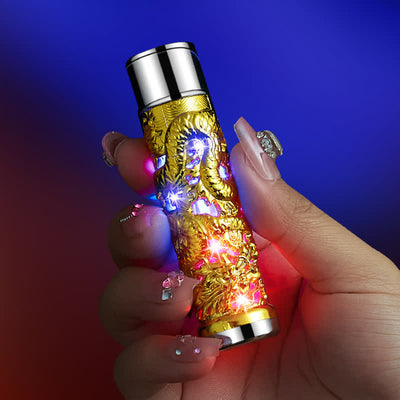 Dragon Creative LED Flash Cylindrical Refillable Butane Lighter