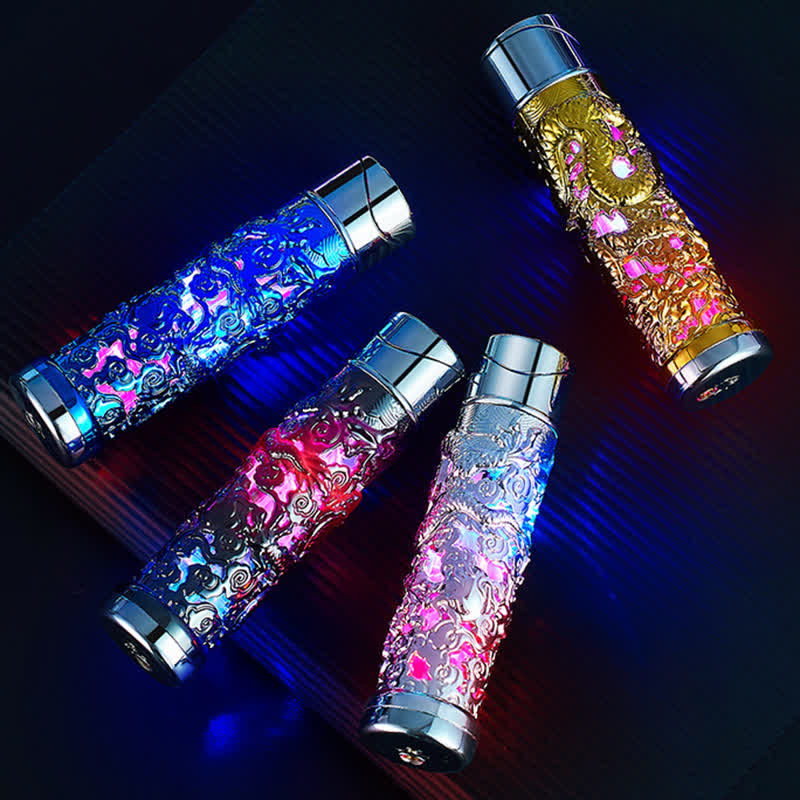 Dragon Creative LED Flash Cylindrical Refillable Butane Lighter